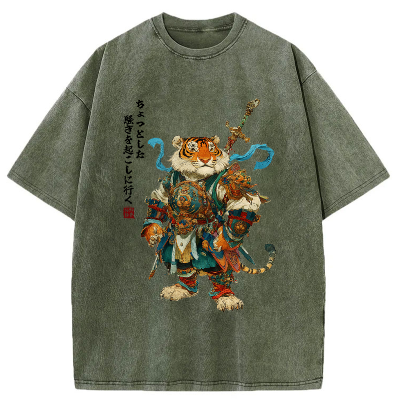 Tokyo-Tiger Off to stir up some trouble Washed T-Shirt