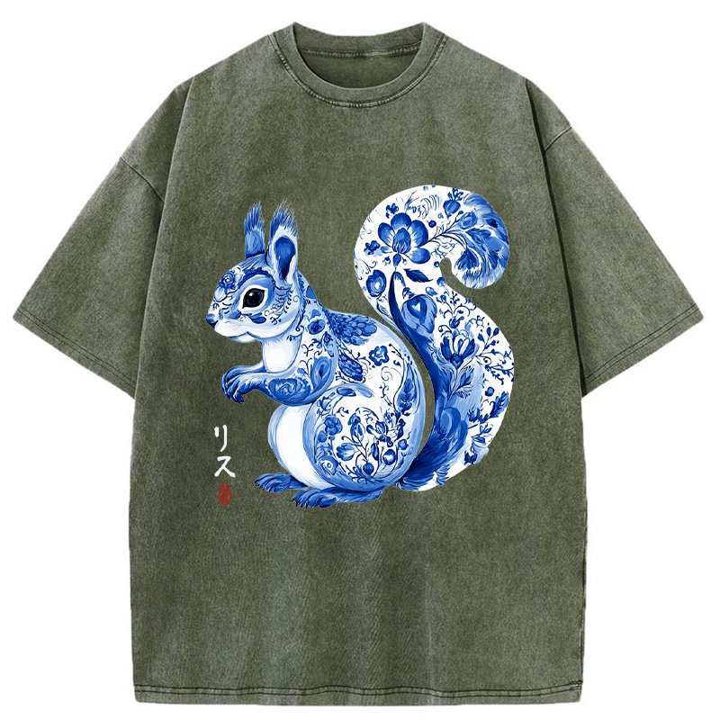Tokyo-Tiger Porcelain Squirrel Washed T-Shirt