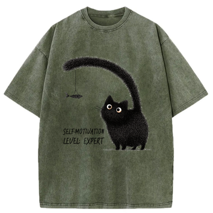 Tokyo-Tiger Purrfect Motivation Washed T-Shirt
