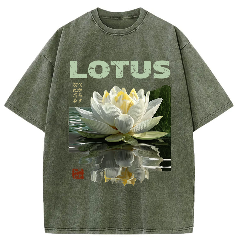 Tokyo-Tiger Zen Lotus Poster Washed T-Shirt