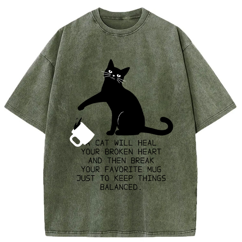 Tokyo-Tiger Feline Philosophy of Balanced Chaos Washed T-Shirt