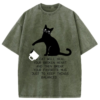 Tokyo-Tiger Feline Philosophy of Balanced Chaos Washed T-Shirt