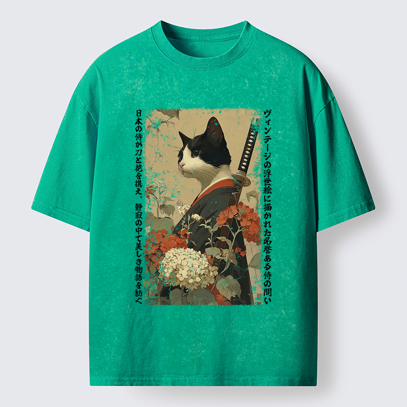 Tokyo-Tiger The Floral Samurai Washed T-Shirt