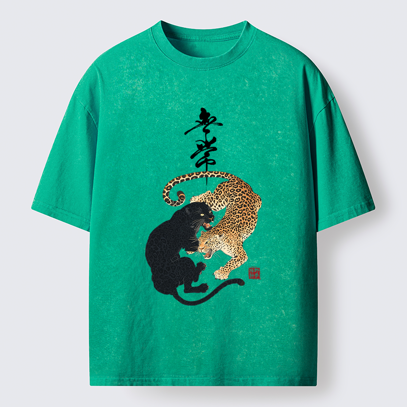 Tokyo-Tiger Impermanence Balance-Leopard Washed T-Shirt