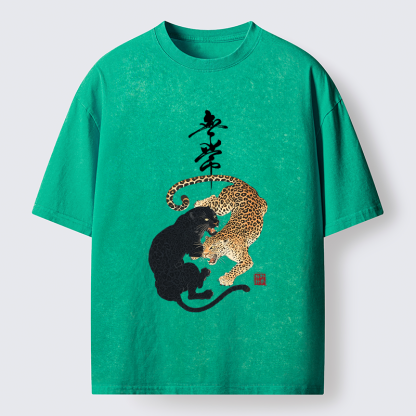 Tokyo-Tiger Impermanence Balance-Leopard Washed T-Shirt