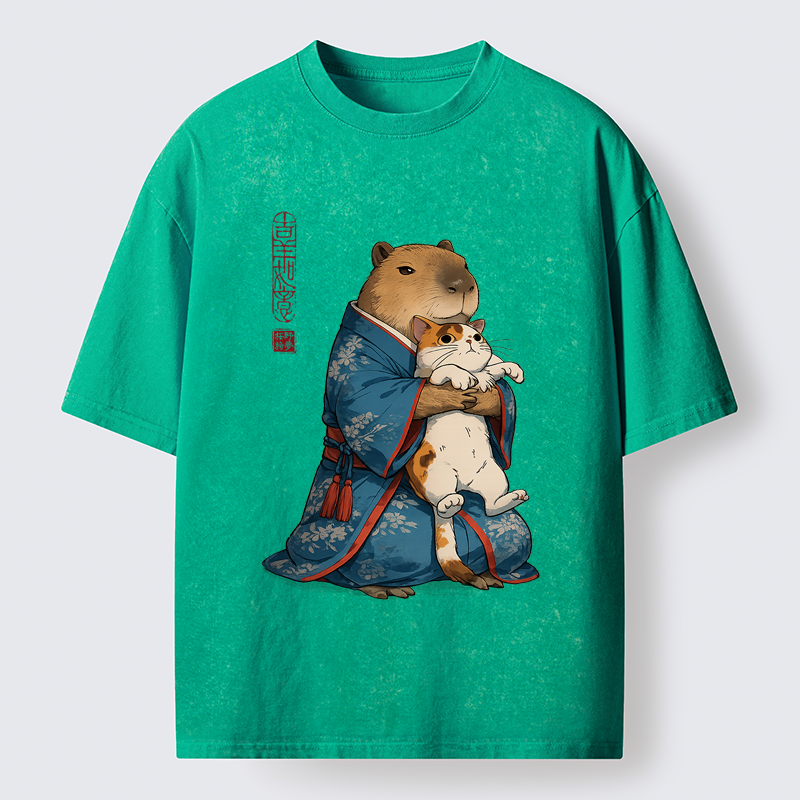 Tokyo-Tiger Furry Friends in Harmony Washed T-Shirt