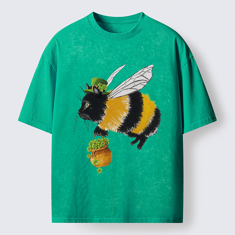 Tokyo-Tiger Lucky Buzz Cat Washed T-Shirt