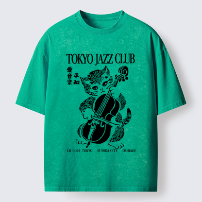 Tokyo-Tiger Tokyo Jazz Kitty Washed T-Shirt