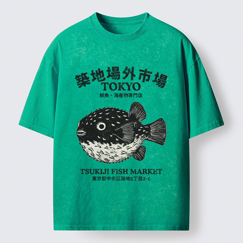 Tokyo-Tiger Pufferfish Tokyo Washed T-Shirt
