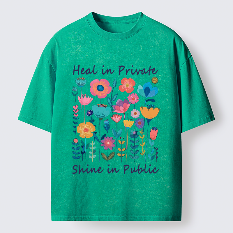 Tokyo-Tiger Wildflower Growth:The "Heal & Shine"Aesthetic Washed T-Shirt