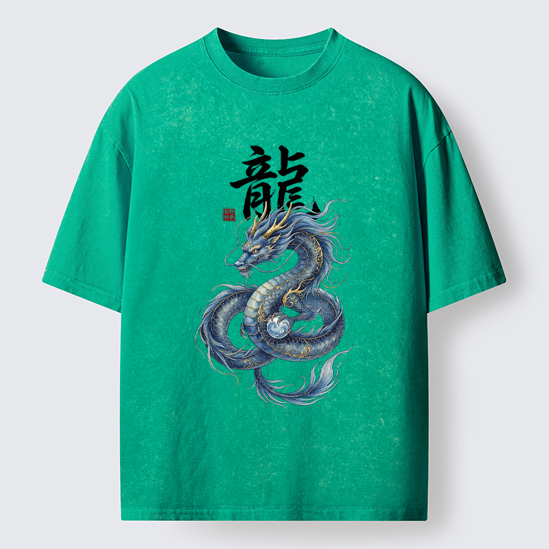 Tokyo-Tiger Mythic Blue Dragon Washed T-Shirt