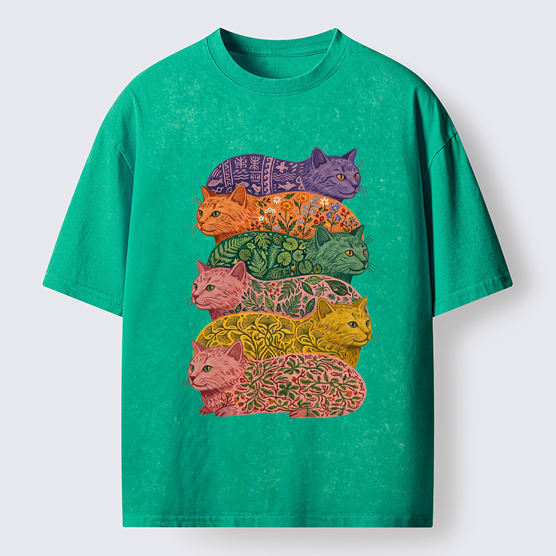 Tokyo-Tiger Botanical Felines Stacking Washed T-Shirt