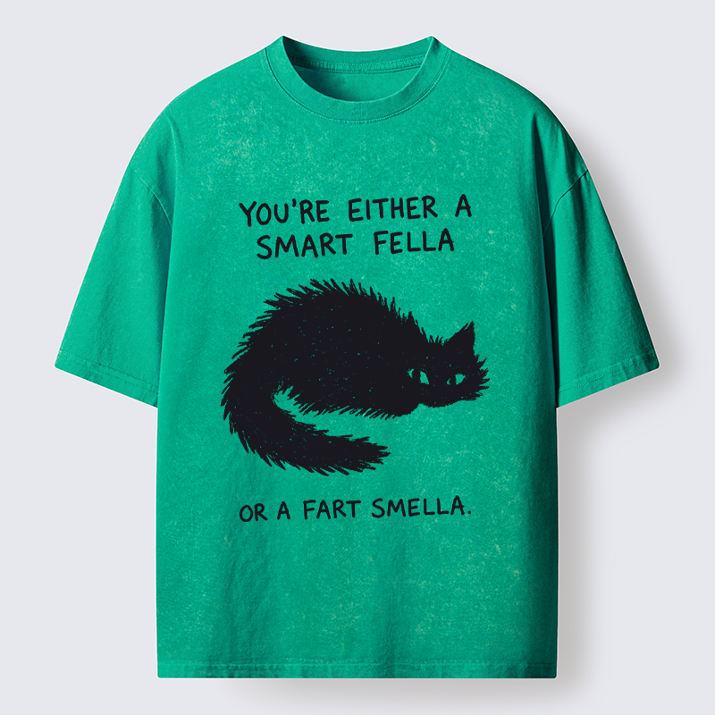 Tokyo-Tiger "Smart Fella" Punny Cat Washed T-Shirt