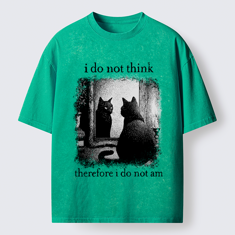 Tokyo-Tiger Funny Cat Philosophical Washed T-Shirt