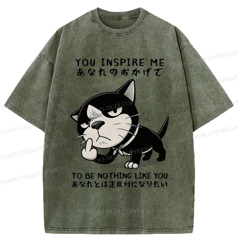 Tokyo-Tiger Funny Cat doesn't want to be you meme Washed T-Shirt