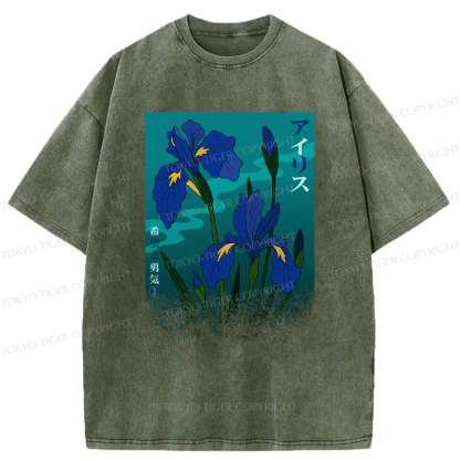 Tokyo-Tiger Iris flower-Hope and Courage Poster Washed T-Shirt