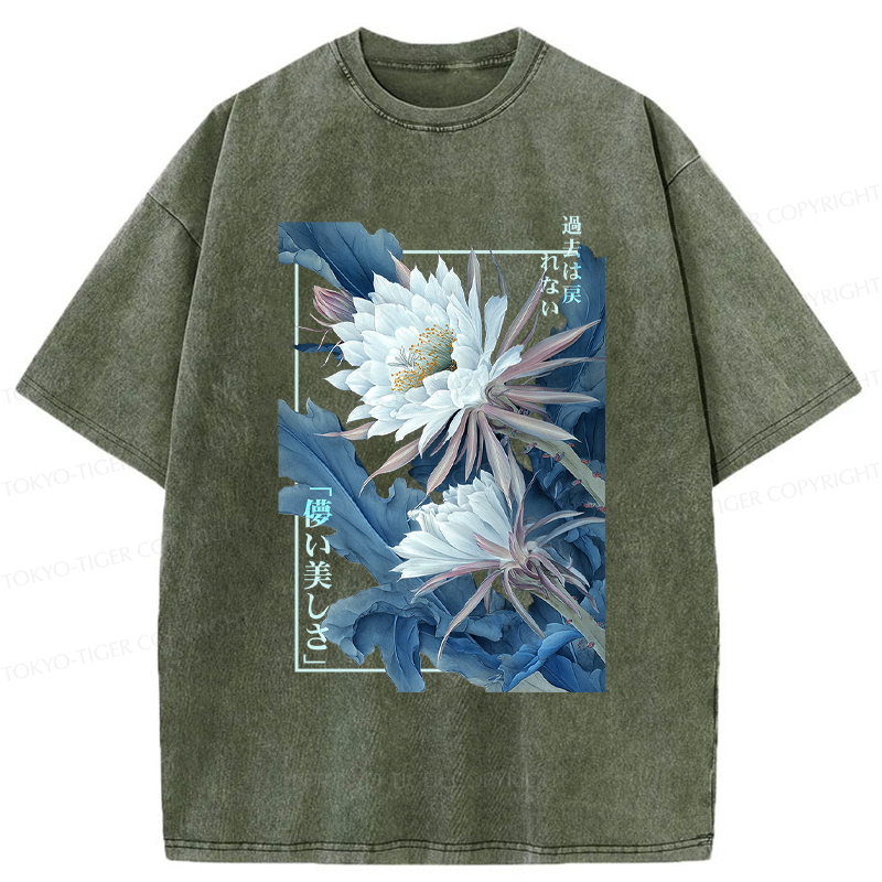 Tokyo-Tiger Vintage Epiphyllum-Short-lived beauty Poster Washed T-Shirt