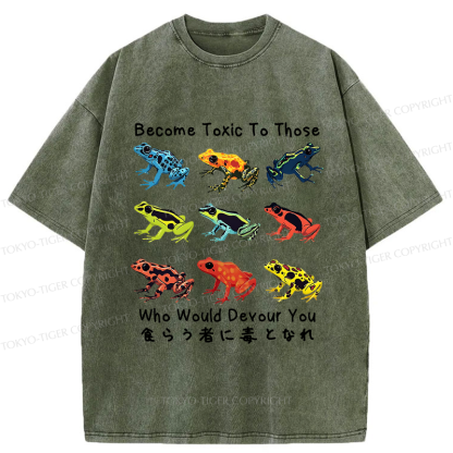Tokyo-Tiger Funny Frog Poison Your Devourers Washed T-Shirt