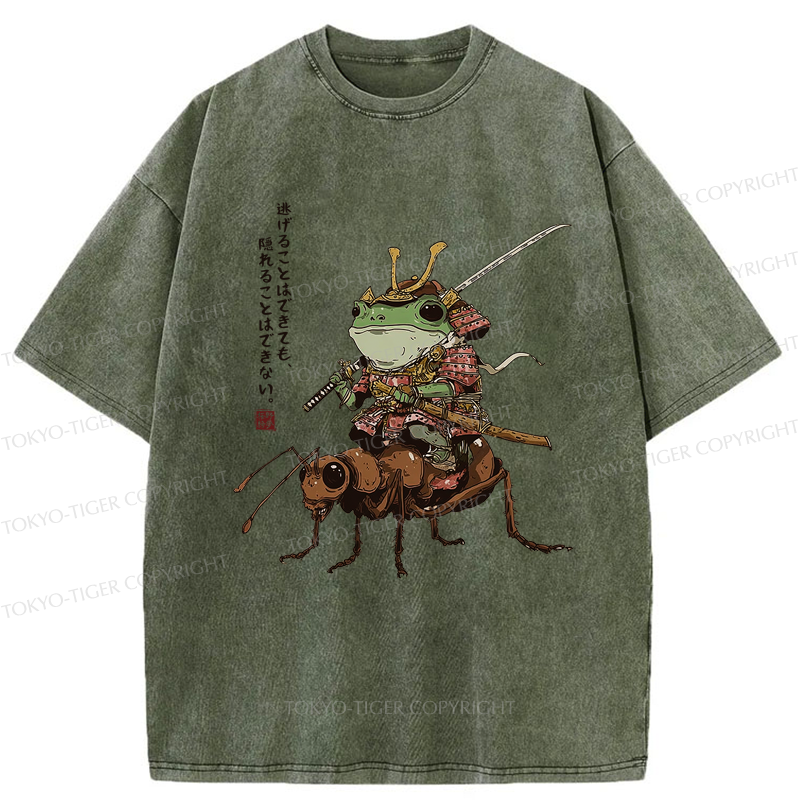 Tokyo-Tiger Frog Samurai：You Can Run But You Can't Hide Washed T-Shirt