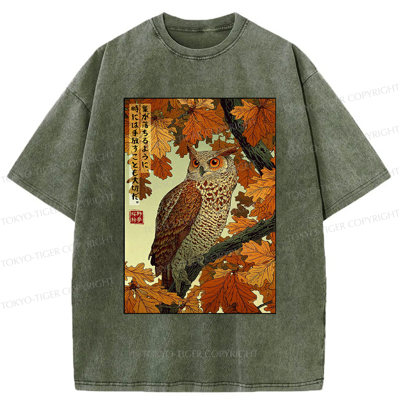 Tokyo-Tiger Like leaves, sometimes letting go is essential Washed T-Shirt