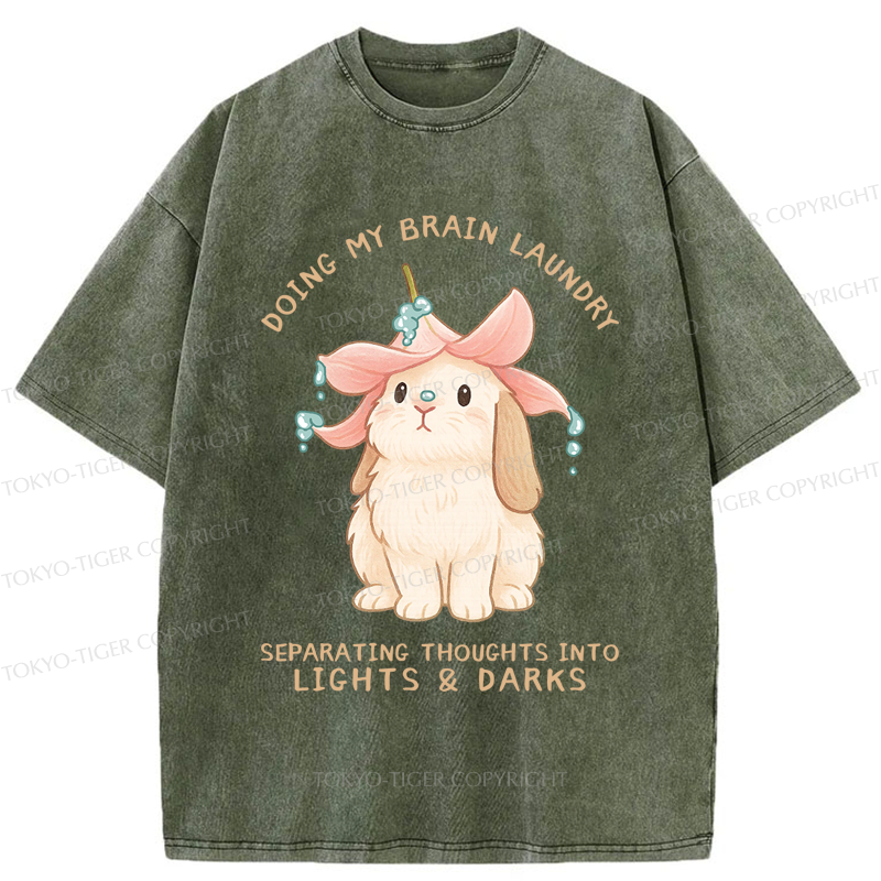 Tokyo-Tiger Flower Hat Bunny: Brain Laundry Washed T-Shirt