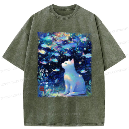 Tokyo-Tiger Cat&Fish: I Want to Hear Your Voice Washed T-Shirt