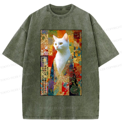 Tokyo-Tiger Regal Feline Elegance Washed T-Shirt