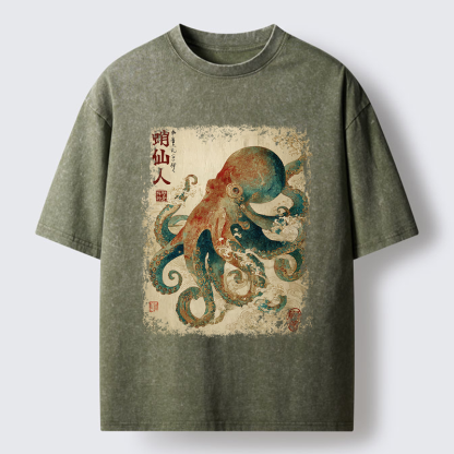 Tokyo-Tiger Tentacles of Wisdom Washed T-Shirt