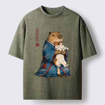 Tokyo-Tiger Furry Friends in Harmony Washed T-Shirt