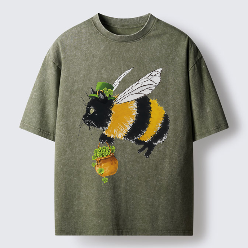 Tokyo-Tiger Lucky Buzz Cat Washed T-Shirt