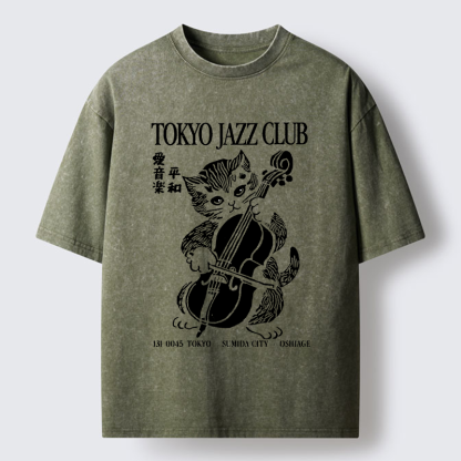 Tokyo-Tiger Tokyo Jazz Kitty Washed T-Shirt