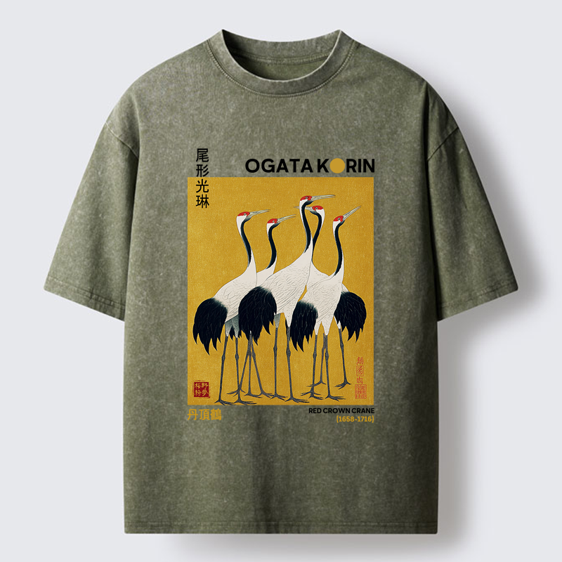 Tokyo-Tiger Dance of Cranes Washed T-Shirt