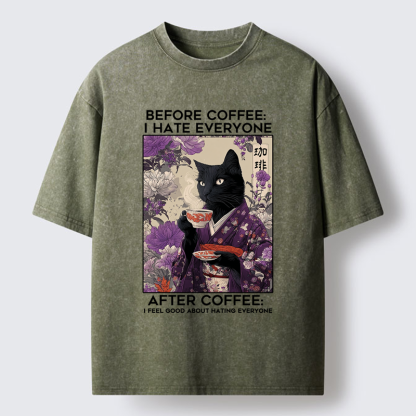 Tokyo-Tiger Coffee First, Humans Later Washed T-Shirt