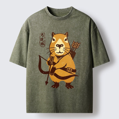 Tokyo-Tiger The Capybara Archer: Target Chill Washed T-Shirt