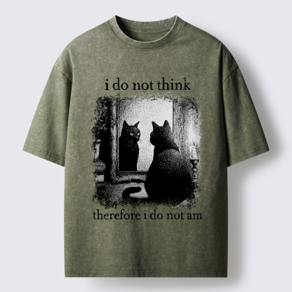 Tokyo-Tiger Funny Cat Philosophical Washed T-Shirt