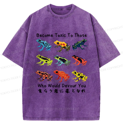 Tokyo-Tiger Funny Frog Poison Your Devourers Washed T-Shirt