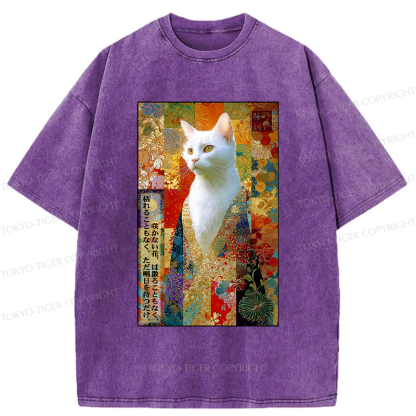 Tokyo-Tiger Regal Feline Elegance Washed T-Shirt