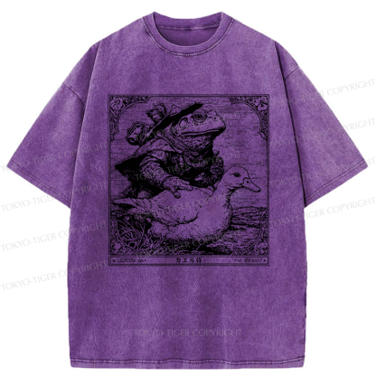 Tokyo-Tiger Frog Samurai and Goose Adventures Washed T-Shirt