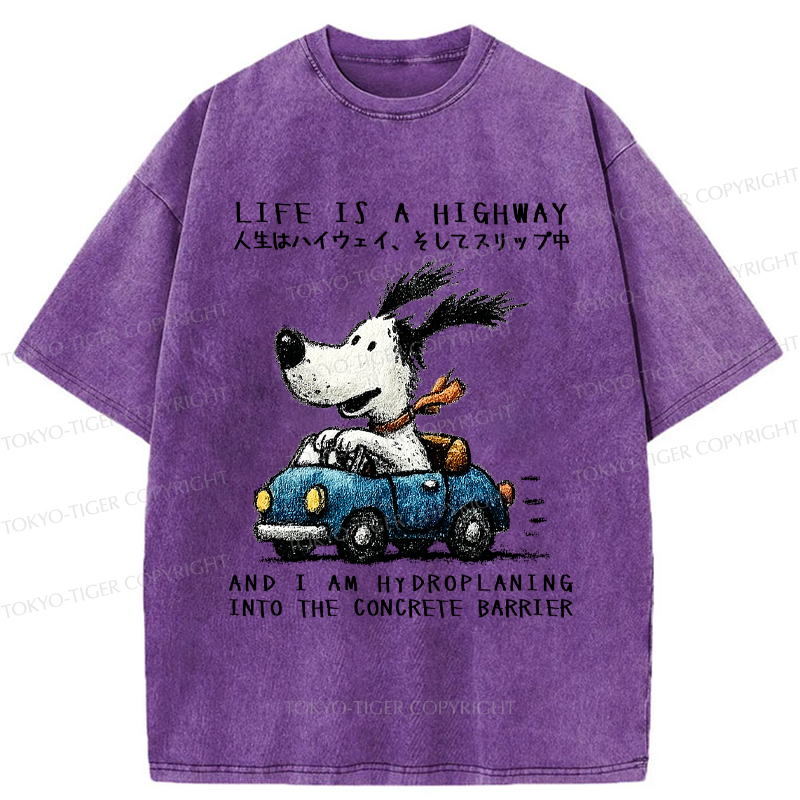 Tokyo-Tiger Losing Control On Life’s Highway Washed T-Shirt