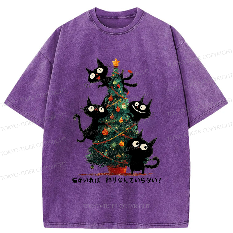 Tokyo-Tiger Who Needs Ornaments When You Have Cats? Washed T-Shirt