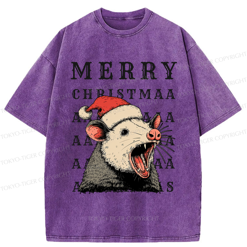 Tokyo-Tiger Opossum Merry Scream-mas Washed T-Shirt