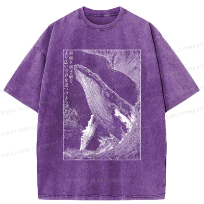 Tokyo-Tiger Whale：Break the surface, discover the world Washed T-Shirt