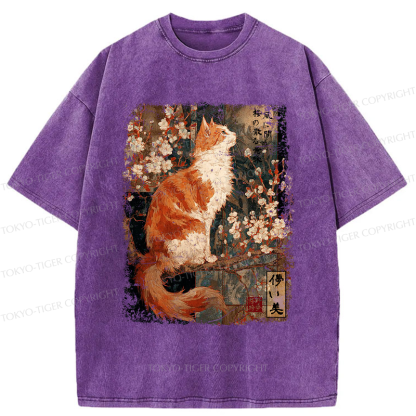 Tokyo-Tiger Ask The Wind, The Meaning Of Falling Blossoms Washed T-Shirt