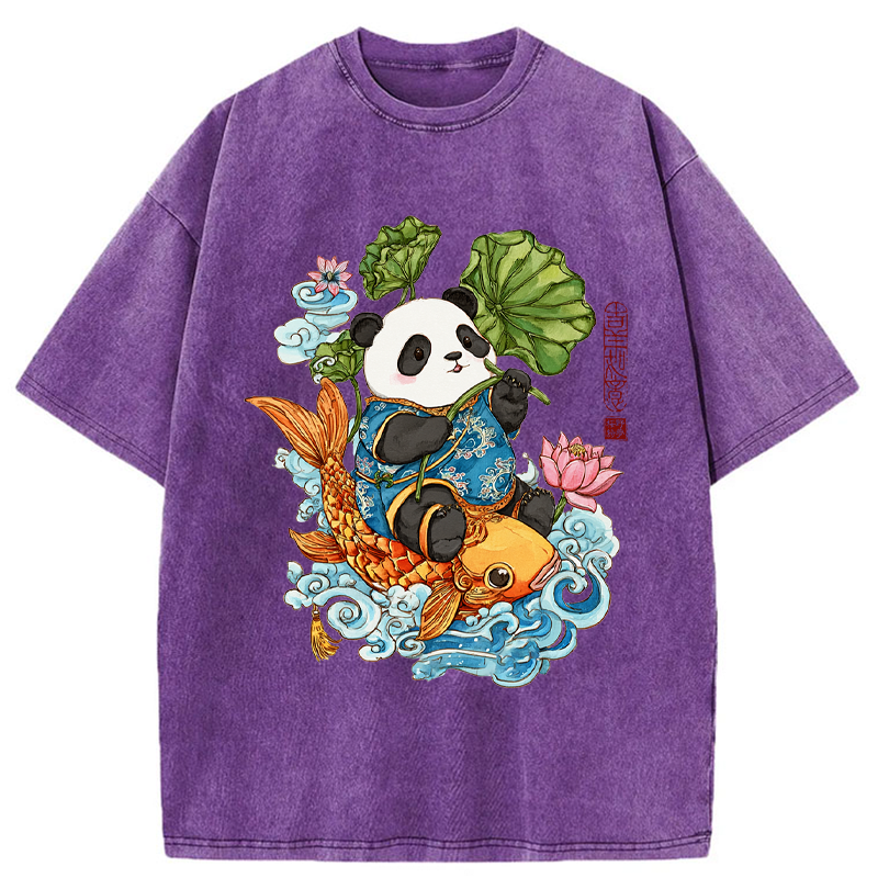 Tokyo-Tiger Lotus Bliss Panda Washed T-Shirt