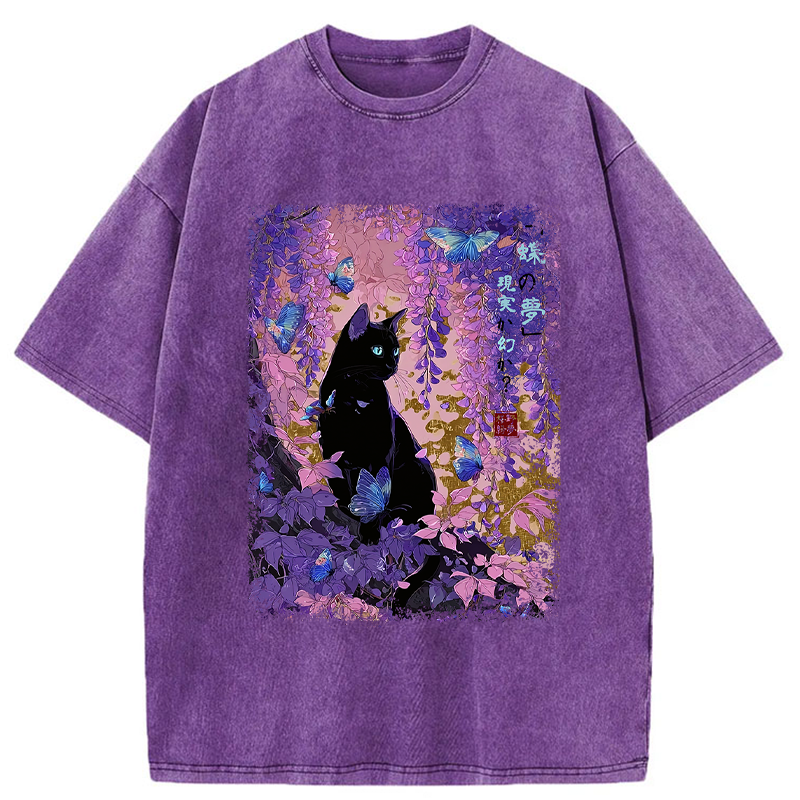Tokyo-Tiger Dreamy Wisteria and Paws Washed T-Shirt