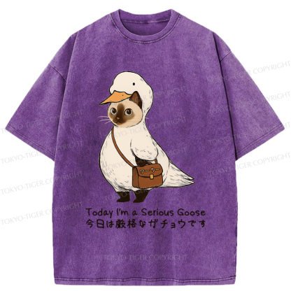 Tokyo-Tiger Funny Cat to be Serious Goose meme Washed T-Shirt