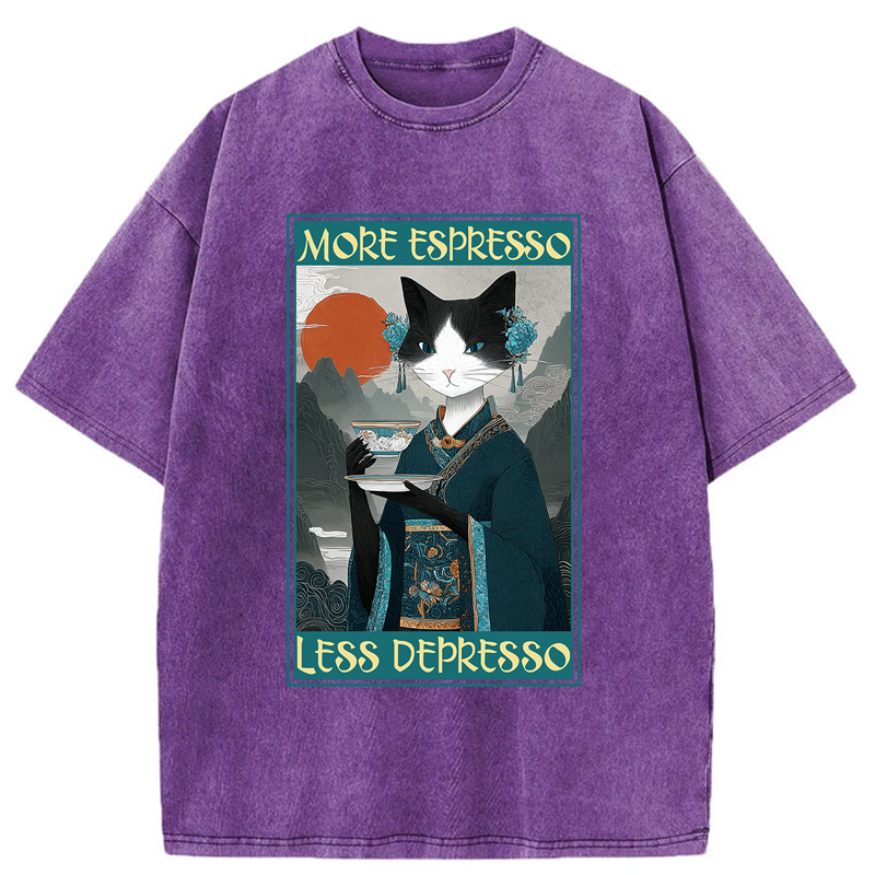 Tokyo-Tiger The Zen Barista Cat Washed T-Shirt