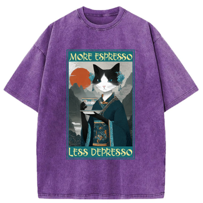 Tokyo-Tiger The Zen Barista Cat Washed T-Shirt