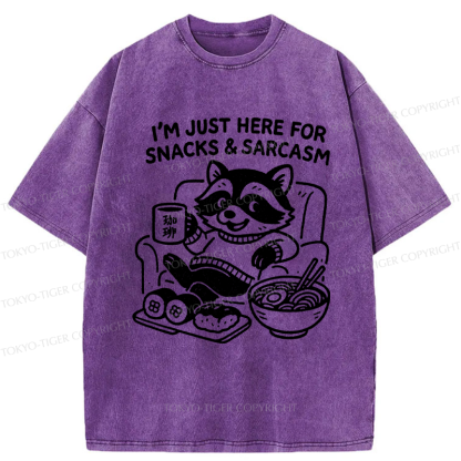 Tokyo-Tiger Funny Raccoons for snacks and sarcasm Washed T-Shirt