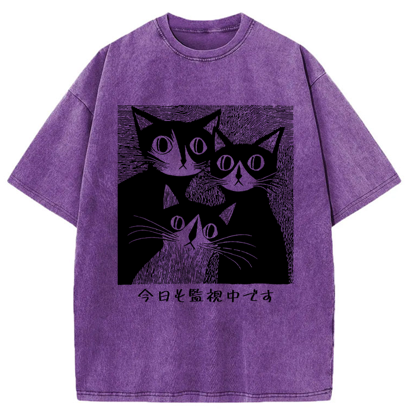 Tokyo-Tiger Feline Surveillance Squad Washed T-Shirt